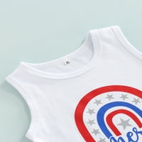 Lamuusaa Toddler Baby Girl Boy 4. jula Outfit Rainbow Ispis The Tank TOP + Američka zastava Skraćenja