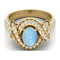 Okrugli oblik LIMAR GEMSTONE STERLING Srebrna zlato Vermeil Solitaire Women Vjenčani prsten