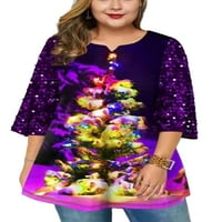 Julcc Plus veličina Ženska božićna stablo Ispis Tunic Tops Xmas Sequins bluza majica