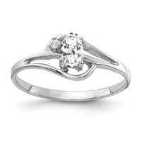 14k bijelo zlato 5x ovalno kubična cirkonija pravi dijamantni prsten