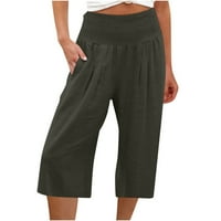 Simu ženske ležerne duge hlače ženske pamučne i čvrste boje elastične strugove casual pantalone Dukseri