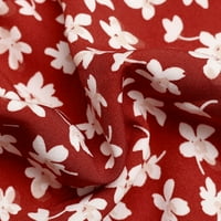 Žene ljetne haljine crvena cvjetna mini haljina dugih rukava struka ruffle haljina čipka up mock reck boho haljina Flowy haljina