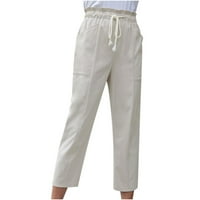 Ženske pantalone s kratkim duljinama obrezirane hlače Ležerne prilike sa čvrstim hlačama Visoki struk