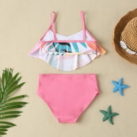 Djevojčica za kupaći kostim Djevojka Toddler Ljeto ružičaste lišće Štampano sitni odmor Dvije kupaće kostime Bikini