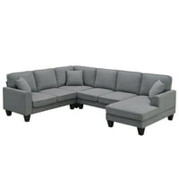 --Ised sekcijskog kauča sa kaučem, modernim tapeciranim kaučem, 7-sedećim presjekom kaučem sa jastucima