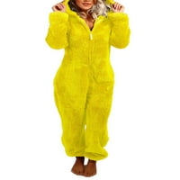 Century Oneyes pidžama za žene s dugim rukavima Topla runa jedna kapuljača za spavanje s kapuljačom dame Fleece Loungewear Yellow XL
