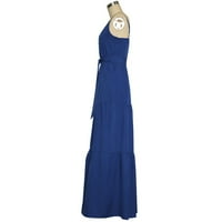 Duge haljine za žene V-izrez Ležerne prilike ručno bez rukava Plava L
