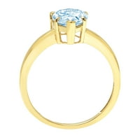 1.0ct kruška rezana prirodna švicarska plava topaz 14k žuti zlatni godišnjički zaručnički prsten veličine