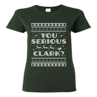 Vi ozbiljan Clark Božićni momak ružni božićni džemper Žene grafička majica, zlato, mali