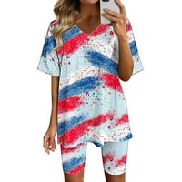 Popust 4. Juli Dan nezavisnosti Žene Outfit setovi Ležerne prilike Dye Američka zastava Prevelika majica
