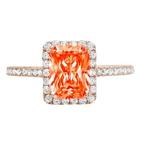 1,96ct smaragdni rez crveni simulirani dijamant 18k ružičasto zlato Angažovanje halo prstena veličine
