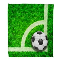 Bacanje pokrivača toplo ugodno print flanel zelene aktivnosti fudbalsko poljsko polje i kugla realistična