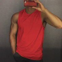 Mens tenk top mišićne teretane obične majice bez rukava Tee A-Sportska majica Red XL