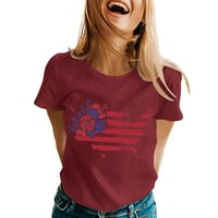 Američki zastava ljetni vrhovi za žene T košulje eGign europska i štamparija okrugla vrat kratki rukav