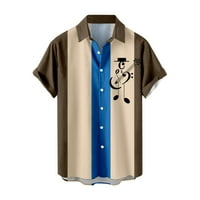 Muška majica Ležerne prilike Slim Fit Summer Hawaii Loose Music Print Okrenite košulje kratkih rukava