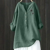 Ljetna štedna klirenska bluza Xihbxyly Ženska bluza tunika moda moda plus size od punog pamučnog posteljina