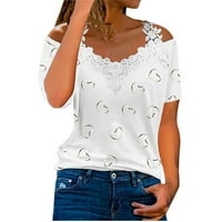 Izlasci vrhovi za žene leptiri ispisani trendi bluza s kratkim rukavima s ramena TRACK CAMI TEE majica