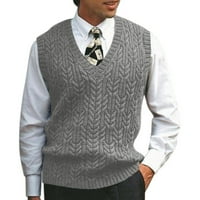 Muško jesen zima casual čvrsti pleteni džemper prsluk bez rukava s džemper od rukava, molimo kupiti jednu ili dvije veličine veće