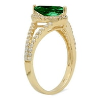 1.2ct Marquise Cut zeleni simulirani smaragd 14k žuti zlatni gravirajući izjava godišnjica Angažman vjenčanje halo ring 5,75