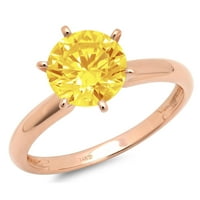 2. CT Sjajan okrugli rez Clear Simulirani dijamant 18k ružičasti zlatni pasijans prsten sz 9