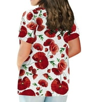 Ženski ljetni vrhovi Ženska majica s kratkim rukavima Okrugli vrat Plus veličina Majica Vintage Ispiši Ležerne vrhove