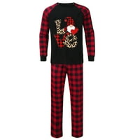 Virmaxy podudarna porodica pidžama setovi Božićni muškarci Kawaii Snowman Print plairan majica s dugim rukavima Crew Crta sa plaidnim donjim hlačama Udobnu udobnost Set za spavanje Red-B XL