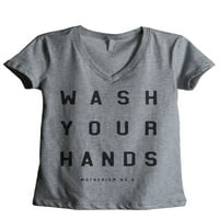 Operite ruke Materinkom Ženska moda opuštena majica V-izrez Tee Heather Siva velika