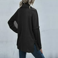Vivianyo HD džemperi za žene Clearence Plus size Ženski modni dugi rukav puni boja Split pletene bljeskalice