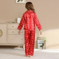 Male velike djevojke spuštaju svilene pidžame sa dugim rukavima s dugim rukavima kućni odjeća za kućne kuće 5- godina