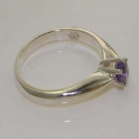 Britanci napravio 14k bijeli zlatni prsten za angažman ametist - Opcije veličine - veličine 10.75