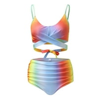 Kupaći kostimu za žene Color Print Visoki četverobilini zavoj za kupanje zavojno kostim podijelite dvodijelni