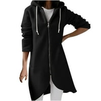 HFYIHGF Plus veličine kaputi za žene Trendy Zip up kapuljač kapuljača sa kapuljačom pune boje dugačke