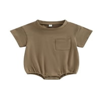 Baby Boy Girl Digelizirana majica ROMper Bubble Onesie Solid Boja Pocket kratkih rukava Top ljetna odjeća