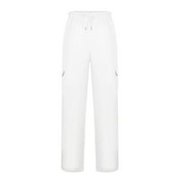 JPLZI Čvrsta boja u boji elastične struine u džepnim hlačama u boji u boji labave sportske hlače