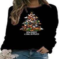 LUMENTO WOGE božićni vrhovi dugih rukava pad dukserice CREW CALEST pulover Xmas majica Black XL