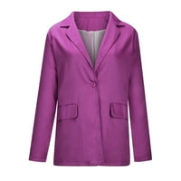 Gathrrgyp Womens Coats Plus Veličina, Ženska dugme Solid Color Gumb Džepni rekreativni kaput dugih rukava