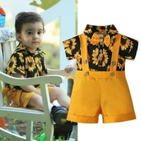 Outfits Ljetni suncokret Ispiši Romper Solid Hotsa Hlače postavljene Casual Baby Boys Ljetna odjeća Površina žuta