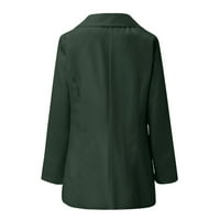 Labakihah zimski kaputi za žene Žene Ležerne prilike Solid Coloring Cardigan sa džepnim reverima kaput dugih rukava Blazer jakne za žene vojske zelene boje