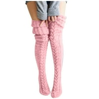 Bicoasu Božićne žene Pamučne čarape Print Deblje čarape za katu Čarape za tepihe, Pink