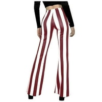 Stripe duge hlače pantalone vertikalno blještavi bell rastezanje ženskih visokog struka plus veličine pantalone