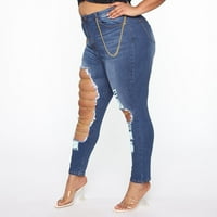 Žene Slim ispljene raširene gradijentne duge traperice traperice obične hlače
