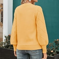 CETHRIO WOMENS DUPETORI PLUS SIZE CREW CREW CALEST CLEATERSITE Zimske žute džempere veličine L l