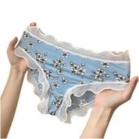 Lopecy-Sta Ženske čipke pantalone s malim strukom tiskane seksi slatke gaćice hlače bavi čišćenjem donjeg rublja Žene majčine dane Pokloni Plavi