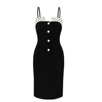 Zunfeo Žene Ljetne haljine - Novi dolazak majčin dan Day Vintage Camisole haljina Bodycon SOLID bez rukava V izrez crna 12