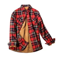 Huachen Fashion Plaid print košulja od dame gumb Zimska jakna za jaknu džep dame kaput