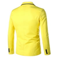 Leodye muška jakna za čišćenje Muškarci Čvrsti dugih rukava s jednim jedno-redom jednim gumbom malim odijelim slojem žuti 8