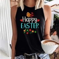 Ženske sretne uskrsne košulje Crewneck Slatka jaja zečica Print bez rukava za vježbanje bez rukava Ležerne