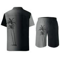 Apepal Men Gumb dole Skraćene ljetne majice s kratkim rukavima Regularne povremene havajske majice, crna, l