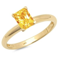 1ct smaragdni rez žuti prirodni citrinski 14k žuti zlatni angažman prsten veličine 6.5