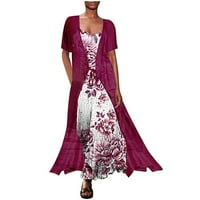 Elegantne zabavne haljine za žene Flowy cvjetni print dvodijelni set vjenčani gost majka mladoženja